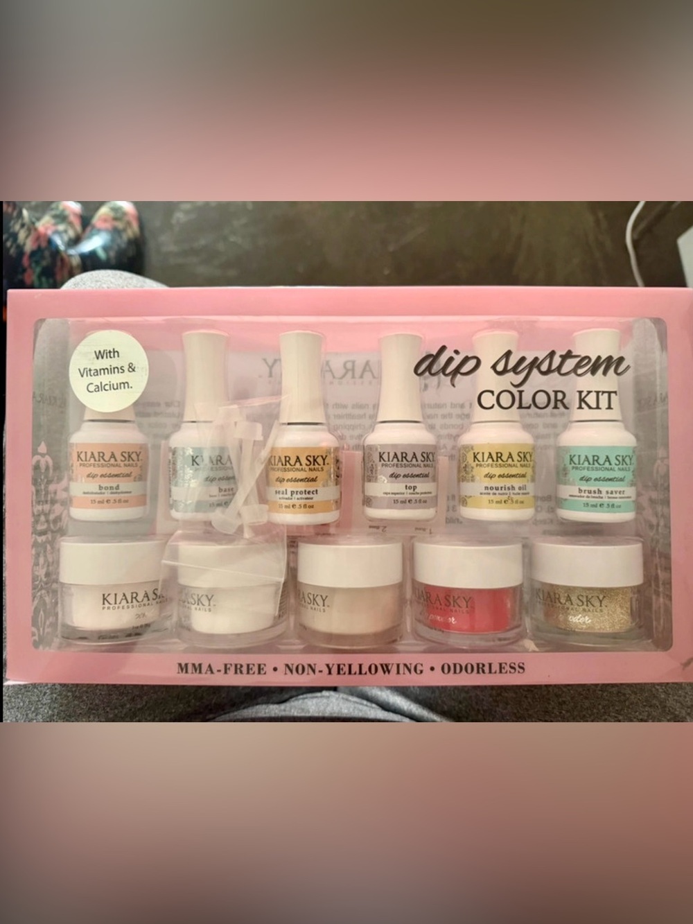 Kiara Press-On Nail Dip Kit - Pink, Gold, White